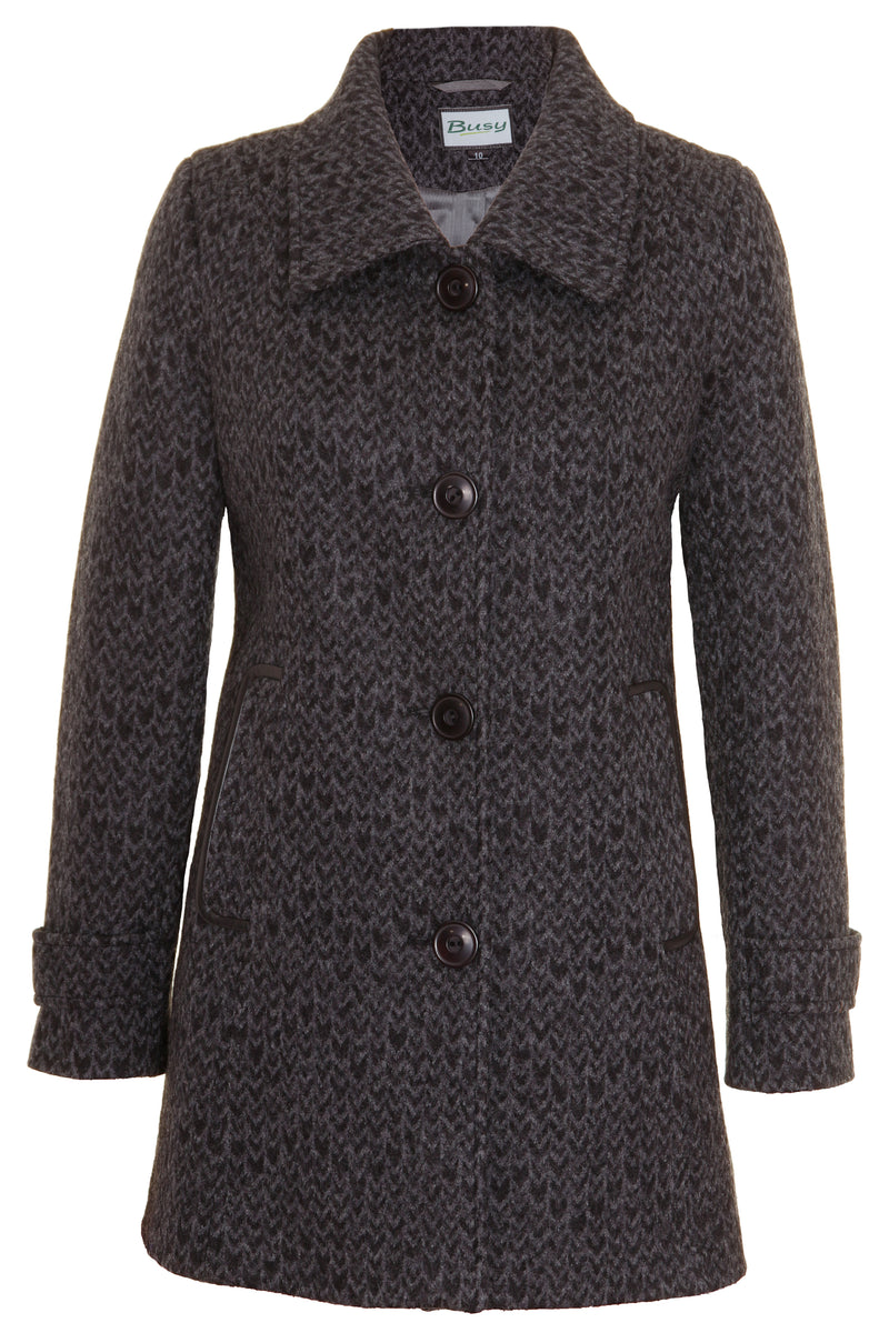 Busy Clothing Women Wool Blend Beige Check Jacket Coat main image 1