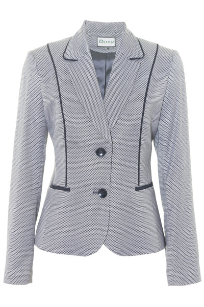 Busy Clothing Women Geometric Design Jacket Navy and Grey