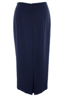 Busy Clothing Womens Navy Long Skirt Back View Vent Zip