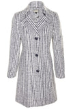 Busy Clothing Womens 3/4 Textured Black and White Striped Coat