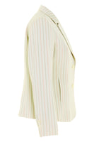 Busy Clothing Ladies Cream Stripe Blazer Pockets Side View