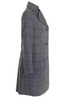 Busy Clothing Womens 3/4 Wool Blend Grey Check Coat