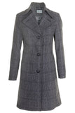 Busy Clothing Womens 3/4 Wool Blend Grey Check Coat
