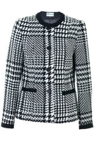 Busy Black and White Ladies Jacket with Houndstooth Check pattern