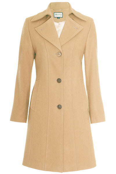 Busy Clothing Womens 3/4 Wool Blend Light Camel Coat