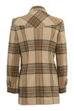 Busy Clothing Women Wool Blend Beige Check Jacket Coat Back View