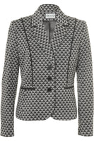 Busy Clothing Womens Black And Grey Geometric Pattern Jacket Front