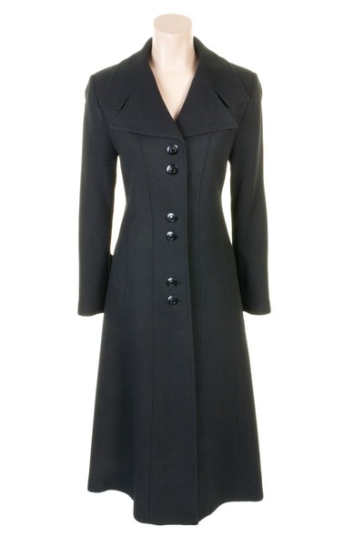 Busy Clothing Womens Black Long Wool Blend Coat - Main Image