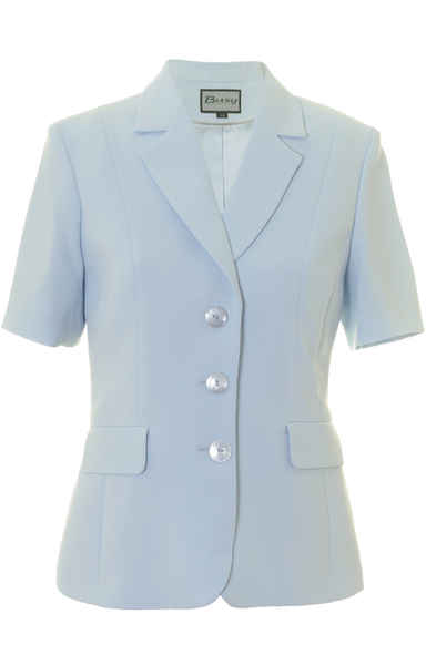 Busy Clothing Womens Light Blue Short Sleeve Jacket