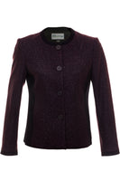 Busy Clothing Womens Plum And Black Sparkle Wool Blend Jacket