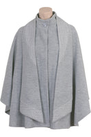Busy Clothing Womens Light Grey Wool Blend Cape with Detachable Scarf