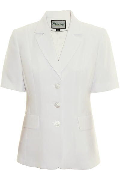 Busy Clothing Womens Light Cream Off White Short Sleeve Jacket