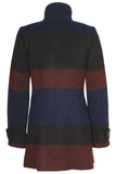 Busy Womens Multi-Colour Lined High Neck Wool Blend Coat