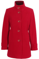 Busy Clothing Womens Red Wool Blend High Neck Coat