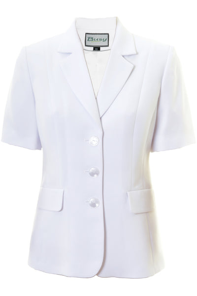 Busy Clothing Womens White Short Sleeve Jacket