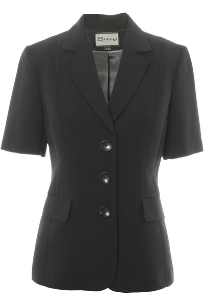 Busy Clothing Womens Black Short Sleeve Jacket