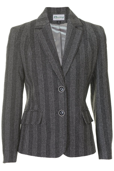 Busy Clothing Women Black and White Wool Blend Jacket 
