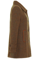 Busy Womens Dark Camel Melange Wool Coat with Collar Side View
