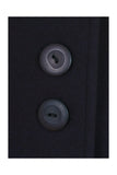 Busy Clothing Womens Dark Navy Wool Blend Long Coat Mock Buttons Sleeve