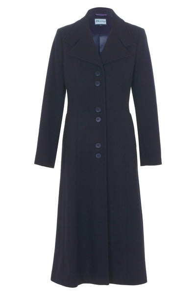 Busy Clothing Womens Dark Navy Wool Blend Long Coat