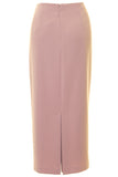 Busy Clothing Womens Dusty Pink Long Skirt Back View Split Zip