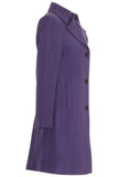 Busy Clothing Womens 3/4 Wool Blend Purple Coat